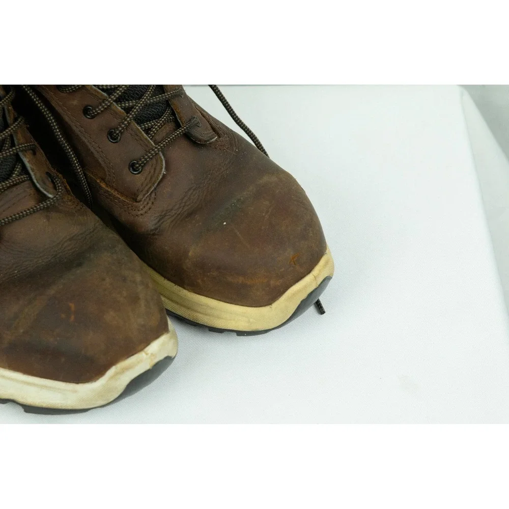 Wolverine Mens Brown Leather Waterproof Work Boots Lace Up Utility Shoes 9M